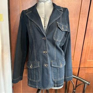 eu size 48 Dutch vtg Cotton denim blazer fitted